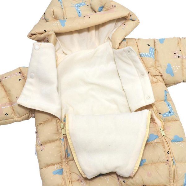 嬰兒羽絨棉連身衣-長頸鹿 嬰兒連身衣,保暖連身衣,嬰兒羽絨棉,長頸鹿童裝,冬季嬰兒服飾,無毒童裝,防風包屁衣,連帽連身衣,寶寶冬裝