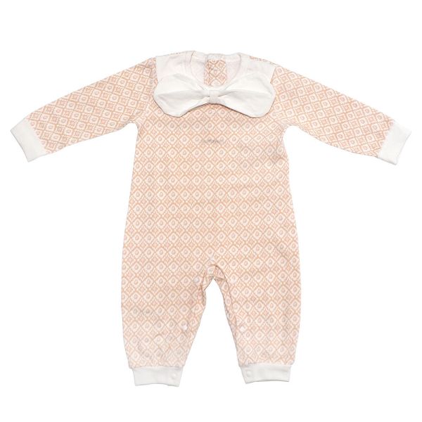 純棉長袖連身衣-菱格蝴蝶結 嬰兒連身衣,純棉童裝,菱格紋包屁衣,蝴蝶結女嬰服飾,高品質寶寶衣服,長袖連身爬服,嬰幼兒純棉衣物,滿月禮盒推薦,透氣嬰兒服,優雅公主風童裝,親膚棉質連身裝,日常嬰兒穿搭