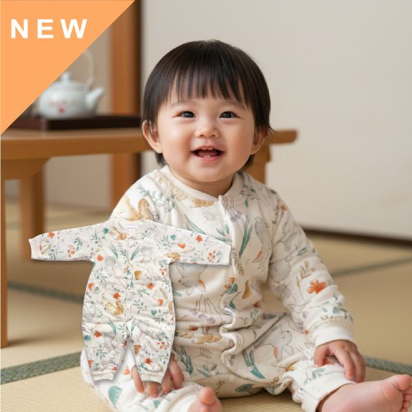 有機棉夾棉連身衣-松鼠小兔 秋冬寶寶衣,寶寶保暖衣,嬰兒長袖連身衣,有機棉寶寶衣,新生兒厚棉服,嬰兒外出服,秋冬嬰兒服飾,台灣製嬰兒衣,保暖和尚服