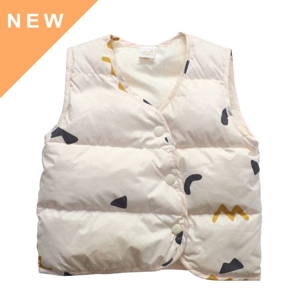 羽絨背心-幾何線條 嬰兒背心,加棉背心,透氣,保暖,包屁衣,台灣製寶寶衣,有機棉,加厚背心