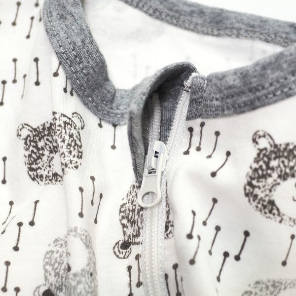 有機棉雙拉鍊長袖連身衣-大頭熊 秋冬寶寶衣,寶寶保暖衣,嬰兒長袖連身衣,有機棉寶寶衣,新生兒厚棉服,嬰兒外出服,秋冬嬰兒服飾,台灣製嬰兒衣,保暖和尚服