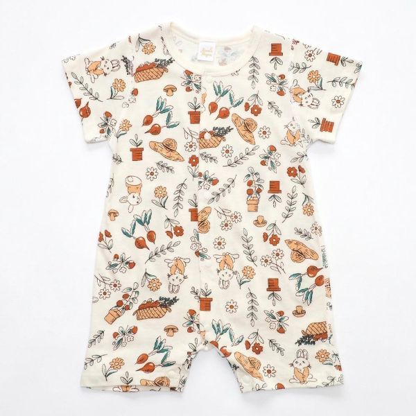 薄棉短袖連身衣-紅蘿蔔小兔 薄棉短袖連身衣,紅蘿蔔小兔,100%純棉,台灣製童裝,環保印染,嬰兒棉質衣物,透氣連身衣,寶寶夏日服飾