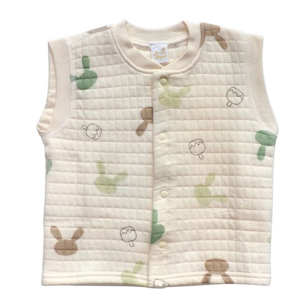 有機棉鋪棉背心-冰棒兔兔 秋冬寶寶衣,寶寶保暖衣,嬰兒長袖連身衣,有機棉寶寶衣,新生兒厚棉服,嬰兒外出服,秋冬嬰兒服飾,台灣製嬰兒衣,保暖和尚服