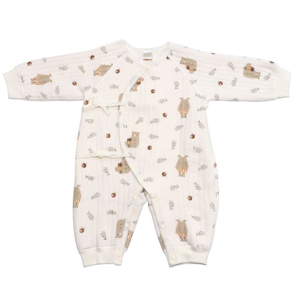 新生兒有機棉鋪棉和尚服-綠葉熊 有機棉包屁衣, 嬰兒和尚服, 台灣製童裝推薦, 綠葉熊嬰兒服, 新生兒內衣, 寶寶鋪棉連身衣, 100%有機棉, 嬰幼兒抗敏服飾, 彌月禮盒建議, 嬰兒開襟連身裝, 柔軟純棉童裝, 台灣原創童裝品牌, 寶寶秋冬保暖衣物, 側開式嬰兒服