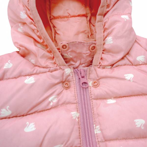 嬰兒羽絨外套-粉紅天鵝 嬰幼兒羽絨連身衣,嬰幼兒羽絨外套,羽絨外套,保暖外套,連身外套