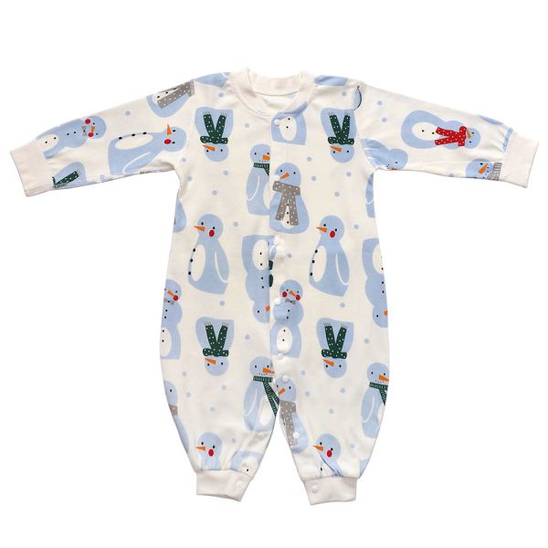 有機棉連身衣-雪人 有機棉,秋冬寶寶衣,寶寶睡衣,一件式,嬰兒睡衣,台灣製造敏感肌衣服,透氣衣物,天然有機棉