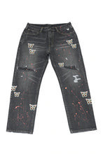 STUGAZI BUTTERFLY PAINT DENIM BLACK 黑色潑漆丹寧長褲 黑色潑漆丹寧長褲,設計師,日本製,設計項鍊,潮流飾品,選品,設計搭配,設計服裝,潮流服飾,潮流搭配,搭配教學,潮流穿搭,時尚搭配,手錶,潮流品牌,精選商品,優質商品,黃銅,鍍銀,珍珠,蝴蝶,貝殼,頸鍊