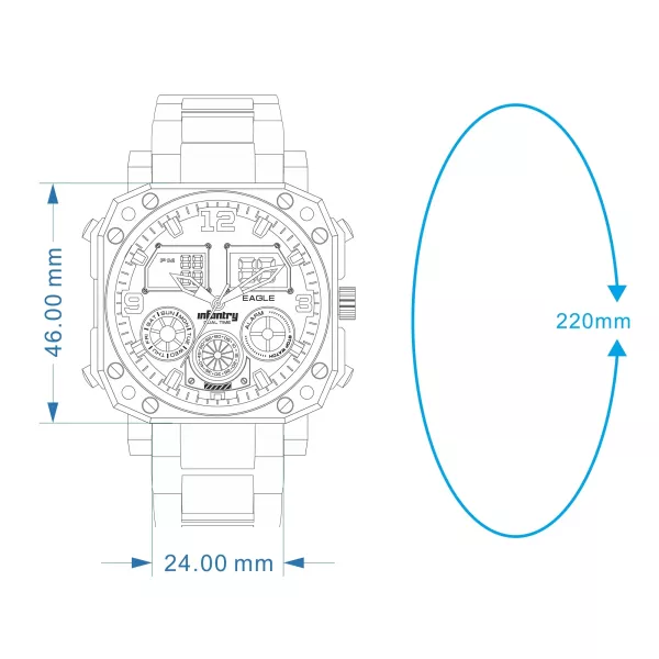 MOD 47 不銹鋼錶帶 24mm毫米 - 適用於47mm錶徑手錶 皮革錶帶 24毫米 - 適用於47mm錶徑手錶