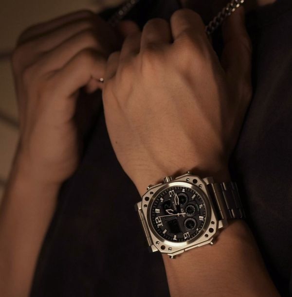 Digital Analog Dual Time Men's Watch 數位類比雙時男士手錶 - 綠橡膠錶帶 