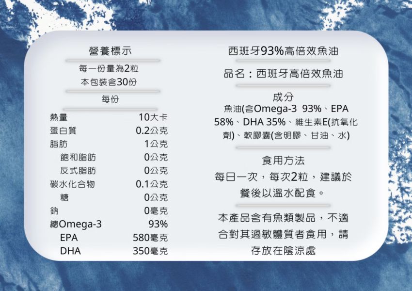 西班牙高倍效 93% 魚油【市售最好吞！比拇指甲還小】 