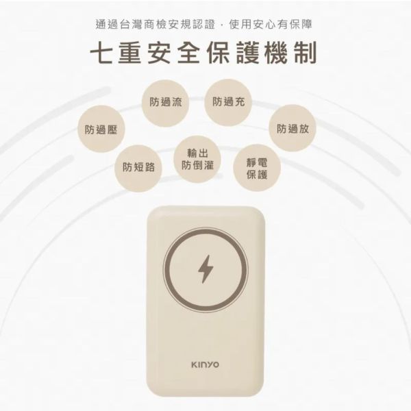 【KINYO】10000mAh 磁吸無線行動電源 (KPB-2304) 10000mAh行動電,kinyo行動電源,行動電源,KPB-2304,KPB2304,KINYO,台灣商檢安規認證,BSMI,隨手充,行充,充電,Type-C,掛繩,為3台裝置,隨插即充,PD/QC,5W無線閃充,蘋果MagSafe,KPB2304GY,KPB2304Y