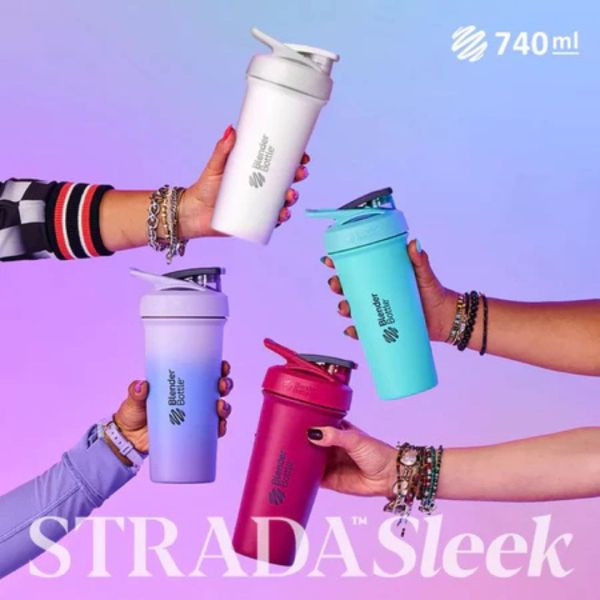 【BlenderBottle】 Strada Sleek 25oz 不鏽保冰杯 櫻花粉 740ml Blender Bottle,blenderbottle,strada,sleek,不鏽鋼杯,保溫保冰,隨行杯,環保杯,搖搖杯,運動水壺