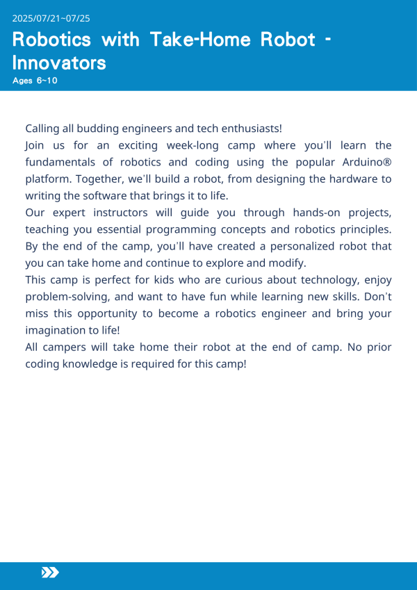 機器人：做一個帶回家的機器人 Robotics with Take-Home Robot-Innovators-2025-UCLA Summer Camp 美國遊學,UCLA夏令營,Arduino營隊,機器人設計,兒童遊學,名校遊學,程式設計入門,動手做機器人,科技啟蒙,STEM夏令營,夏令營推薦,洛杉磯遊學