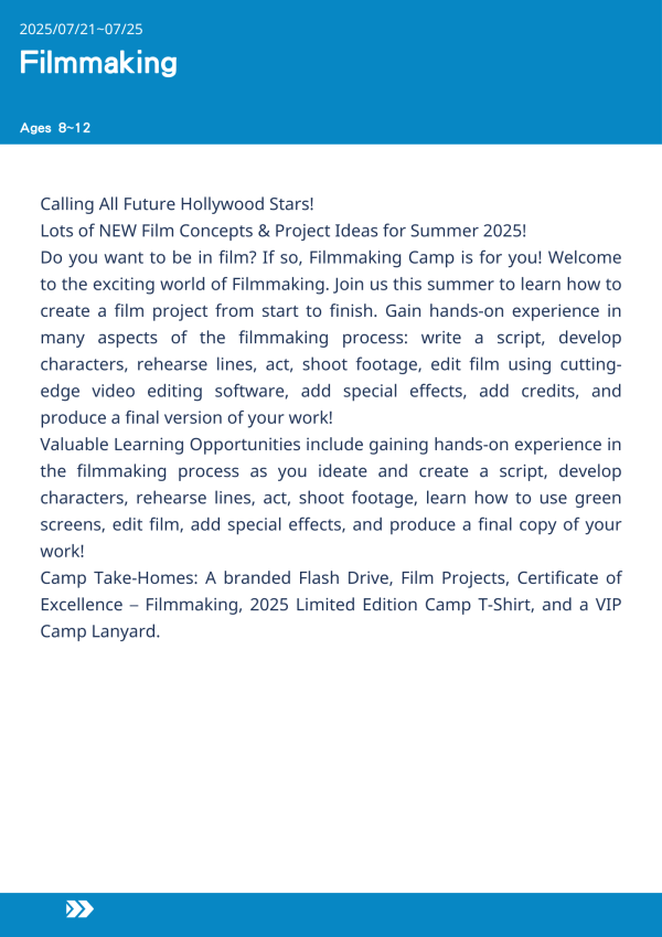 電影拍攝與製作  Filmmaking-2025-UCLA Summer Camp 電影製作夏令營, 美國遊學課程, 在 UCLA 上課, 小學生電影營, 劇本寫作與拍攝, 青少年影片剪輯, 綠幕特效教學, 電影創作課程, 好萊塢主題營隊, 美國兒童夏令營, 導演入門課程, 影像創作學習, 剪輯軟體教學, 美國遊學推薦, 2025 電影營隊
