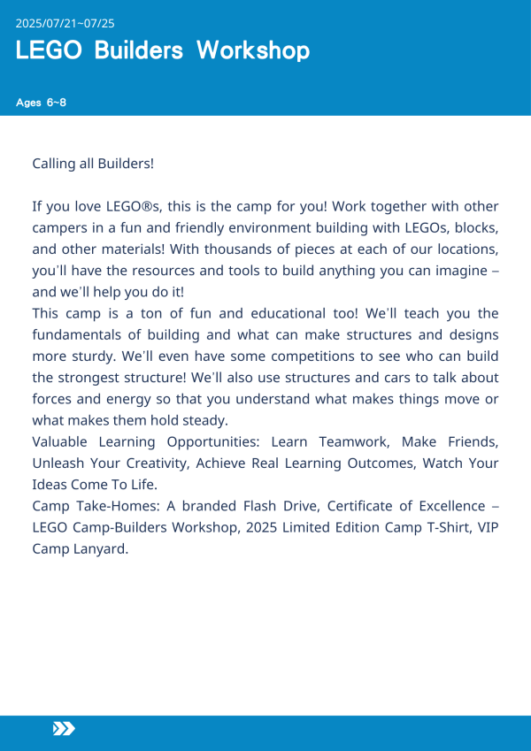 樂高創建者工作坊  LEGO Builders Workshop-2025-UCLA Summer Camp LEGO 夏令營, 美國遊學課程, 積木建築營, 小學生 STEM 課程, LEGO 營隊 2025, 美國兒童營隊, LEGO 工程設計, 積木創作課程, STEM 夏令營, 美國遊學推薦, LEGO 創意營, 親子遊學體驗, 小學生美國營隊, 美國暑期營隊, LEGO 建築挑戰