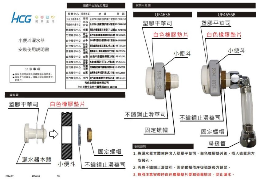 和成 小便斗灑水器 UF4656 