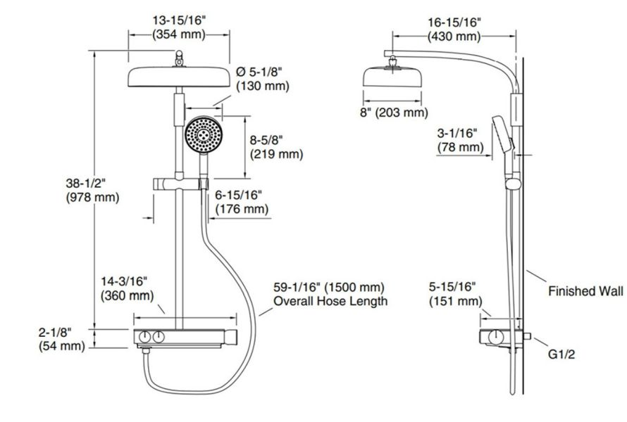 KOHLER科勒 Statement/Anthem系列-K-26331T-9-AF三路定溫花灑淋浴柱 (法藍金) KOHLER,科勒Statement/Anthem系列,K-26331T-9-AF,三路定溫花灑淋浴柱(法藍金)
