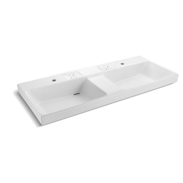 KOHLER-MaxiSpace2.0 雙臉盆雙孔一體成型檯面盆(白)1200mm 