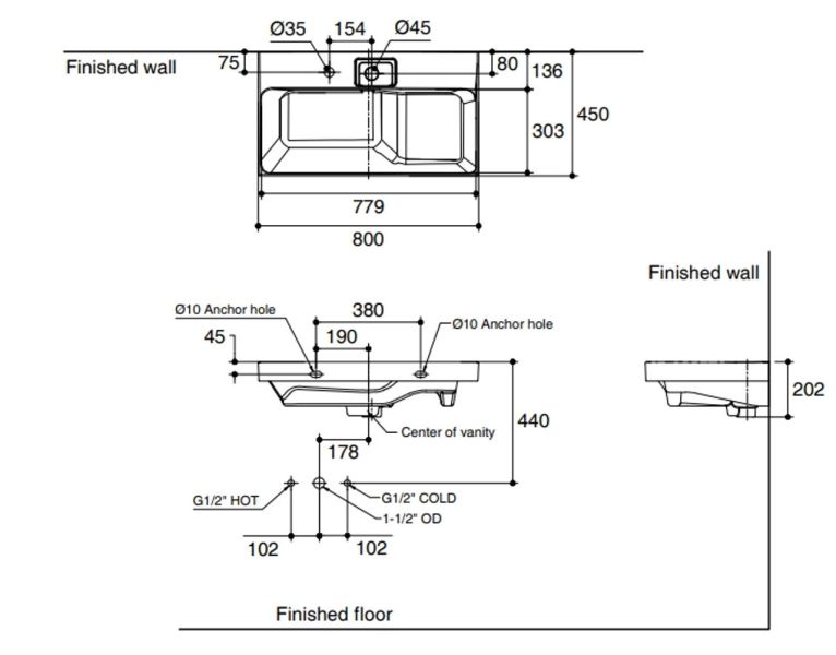 KOHLER-MaxiSpace2.0 單孔一體成型檯面盆800mm 
