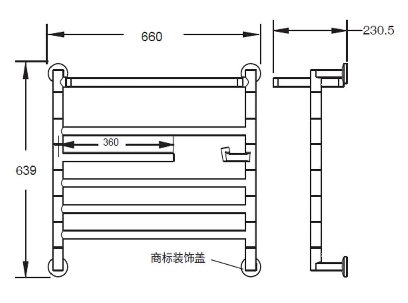 Kohler-Underscore 電熱毛巾架,外接式,(白),110V/60HZ660*719*235mm 