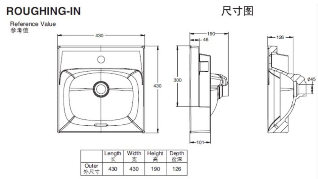 KOHLER科勒 瓷器盆類系列-K-26739T-1-0 方形半崁盆(白,附龍頭孔) KOHLER,科勒,瓷器盆類系列,K-26739T-1-0,方形半崁盆(白,附龍頭孔)