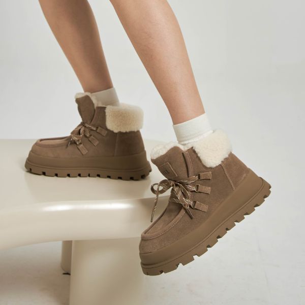 冬天不想離腳-麂皮毛圈雪靴-卡其色 小白鞋,餅乾鞋,厚底鞋,休閒鞋,鬆餅鞋,真皮鞋,送客神器,情侶鞋,球鞋,厚底球鞋,樂福鞋,瑪莉珍鞋,高跟鞋,女鞋,勃肯鞋,短靴,切爾西靴,踝靴,靴子,中筒靴,長靴,尖頭靴