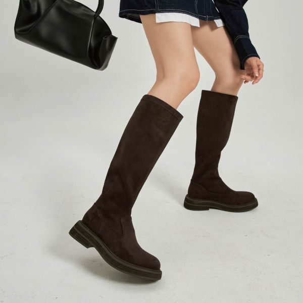 自帶直腿濾鏡-薄底彈力長筒靴-咖啡色 小白鞋,餅乾鞋,厚底鞋,休閒鞋,鬆餅鞋,真皮鞋,送客神器,情侶鞋,球鞋,厚底球鞋,樂福鞋,瑪莉珍鞋,高跟鞋,女鞋,勃肯鞋,短靴,切爾西靴,踝靴,靴子,中筒靴,長靴,尖頭靴