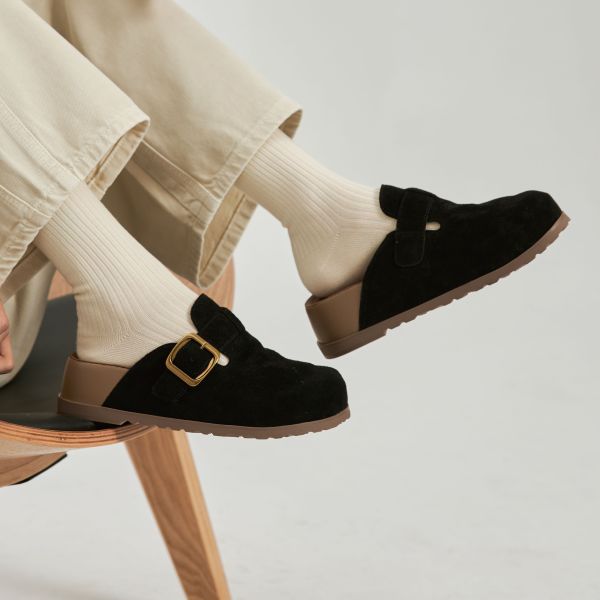 柔韌麵包家族-皮帶扣勃肯-麂皮黑 小白鞋,餅乾鞋,厚底鞋,休閒鞋,鬆餅鞋,真皮鞋,送客神器,情侶鞋,球鞋,厚底球鞋,樂福鞋,瑪莉珍鞋,高跟鞋,女鞋,勃肯鞋