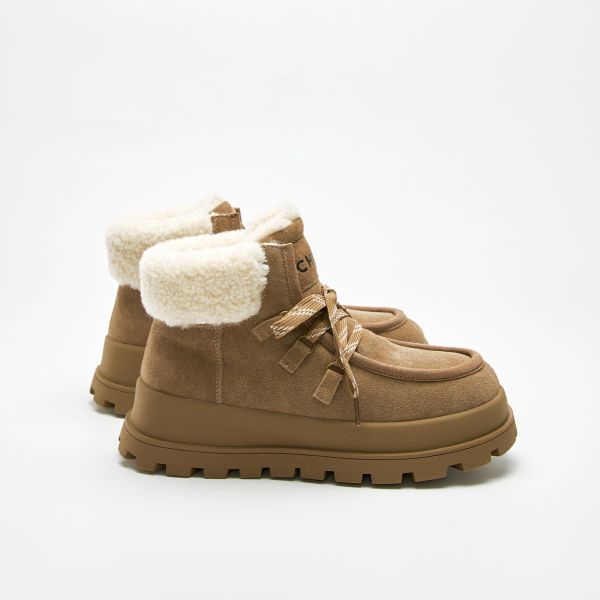 冬天不想離腳-麂皮毛圈雪靴-卡其色 小白鞋,餅乾鞋,厚底鞋,休閒鞋,鬆餅鞋,真皮鞋,送客神器,情侶鞋,球鞋,厚底球鞋,樂福鞋,瑪莉珍鞋,高跟鞋,女鞋,勃肯鞋,短靴,切爾西靴,踝靴,靴子,中筒靴,長靴,尖頭靴