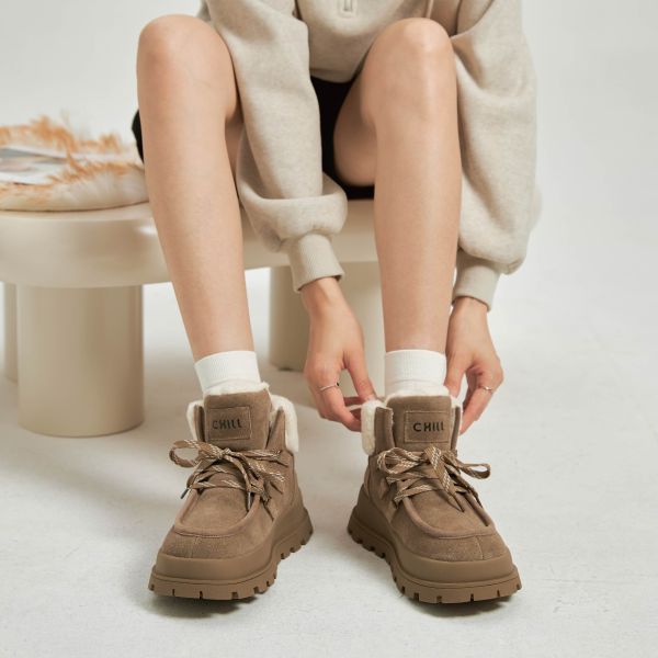 冬天不想離腳-麂皮毛圈雪靴-卡其色 小白鞋,餅乾鞋,厚底鞋,休閒鞋,鬆餅鞋,真皮鞋,送客神器,情侶鞋,球鞋,厚底球鞋,樂福鞋,瑪莉珍鞋,高跟鞋,女鞋,勃肯鞋,短靴,切爾西靴,踝靴,靴子,中筒靴,長靴,尖頭靴