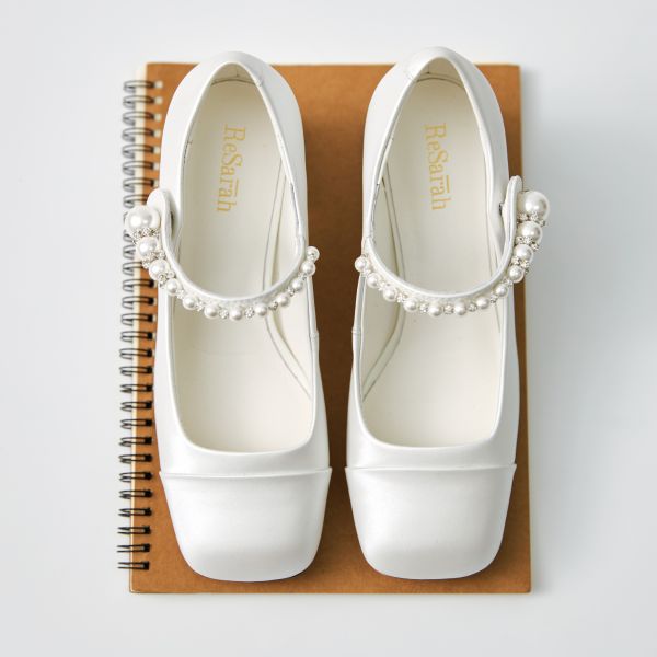 學院風打底-珍珠鏈瑪莉珍鞋-光澤白 小白鞋,餅乾鞋,厚底鞋,休閒鞋,鬆餅鞋,真皮鞋,送客神器,情侶鞋,球鞋,厚底球鞋,樂福鞋,瑪莉珍鞋