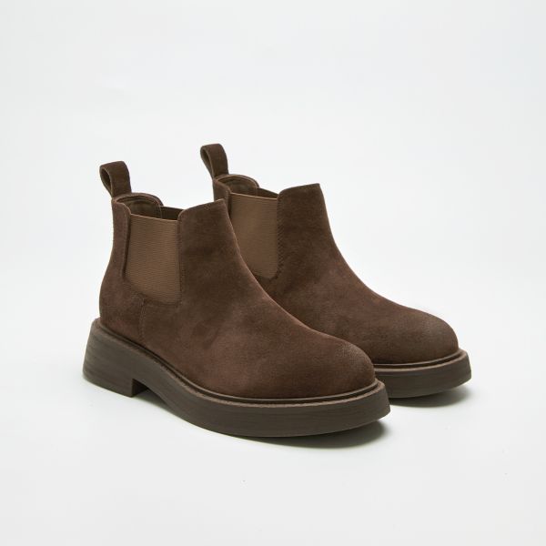 長褲完美搭-麂皮短筒切爾西靴-咖啡色 小白鞋,餅乾鞋,厚底鞋,休閒鞋,鬆餅鞋,真皮鞋,送客神器,情侶鞋,球鞋,厚底球鞋,樂福鞋,瑪莉珍鞋,高跟鞋,女鞋,勃肯鞋,短靴,切爾西靴,踝靴,靴子