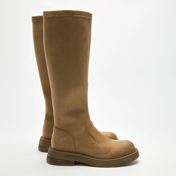 自帶直腿濾鏡-薄底彈力長筒靴-卡其色 小白鞋,餅乾鞋,厚底鞋,休閒鞋,鬆餅鞋,真皮鞋,送客神器,情侶鞋,球鞋,厚底球鞋,樂福鞋,瑪莉珍鞋,高跟鞋,女鞋,勃肯鞋,短靴,切爾西靴,踝靴,靴子,中筒靴,長靴,尖頭靴