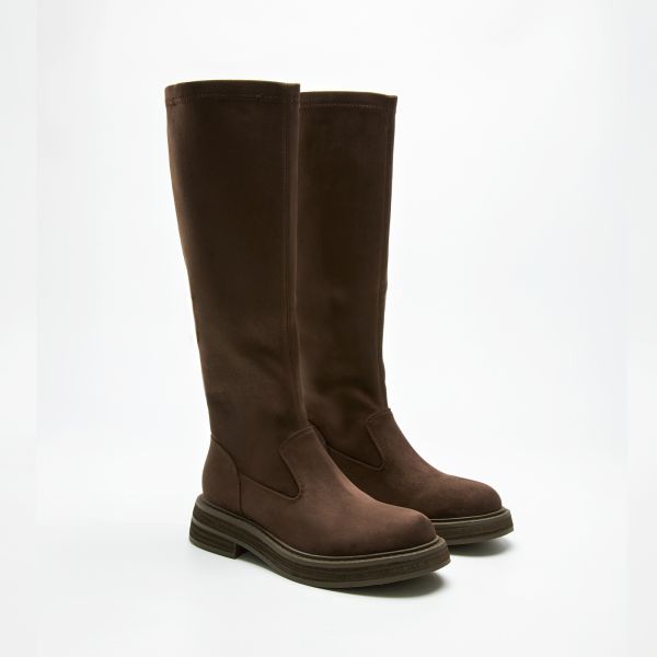 自帶直腿濾鏡-薄底彈力長筒靴-咖啡色 小白鞋,餅乾鞋,厚底鞋,休閒鞋,鬆餅鞋,真皮鞋,送客神器,情侶鞋,球鞋,厚底球鞋,樂福鞋,瑪莉珍鞋,高跟鞋,女鞋,勃肯鞋,短靴,切爾西靴,踝靴,靴子,中筒靴,長靴,尖頭靴