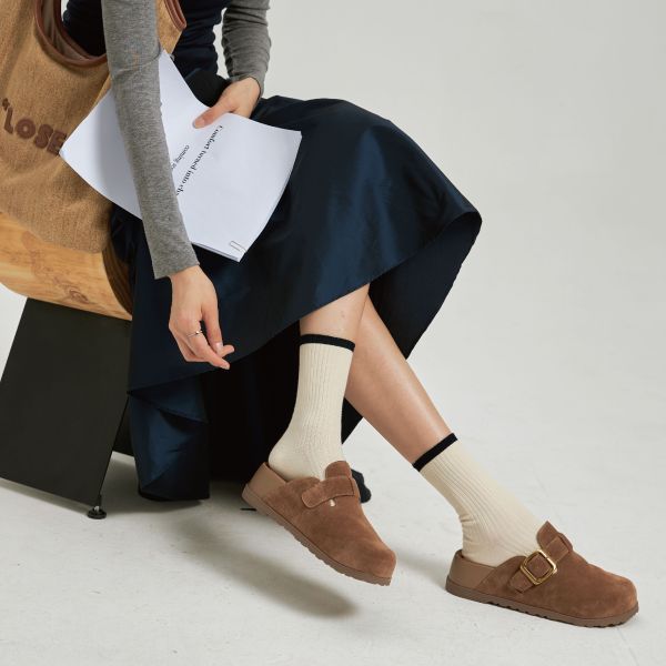 柔韌麵包家族-皮帶扣勃肯-麂皮咖 小白鞋,餅乾鞋,厚底鞋,休閒鞋,鬆餅鞋,真皮鞋,送客神器,情侶鞋,球鞋,厚底球鞋,樂福鞋,瑪莉珍鞋,高跟鞋,女鞋,勃肯鞋