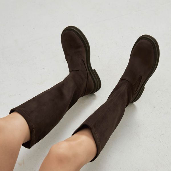 自帶直腿濾鏡-薄底彈力長筒靴-咖啡色 小白鞋,餅乾鞋,厚底鞋,休閒鞋,鬆餅鞋,真皮鞋,送客神器,情侶鞋,球鞋,厚底球鞋,樂福鞋,瑪莉珍鞋,高跟鞋,女鞋,勃肯鞋,短靴,切爾西靴,踝靴,靴子,中筒靴,長靴,尖頭靴