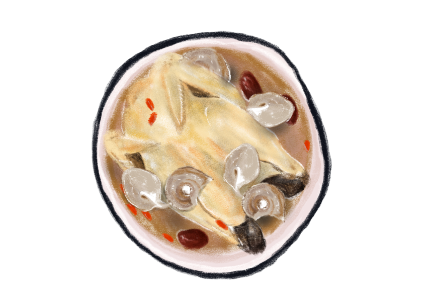 黑蒜頭燉跑山雞湯 