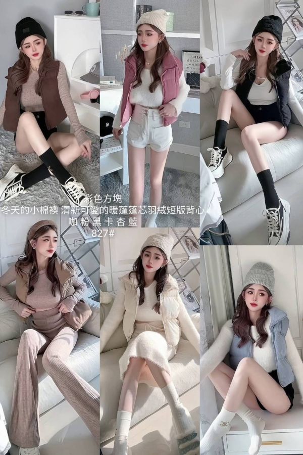 #827（新增口袋款）熱銷包色6色 軟蓬蓬小棉襖 燈芯絨質感短款背心 背心外套、燈芯絨、鋪棉