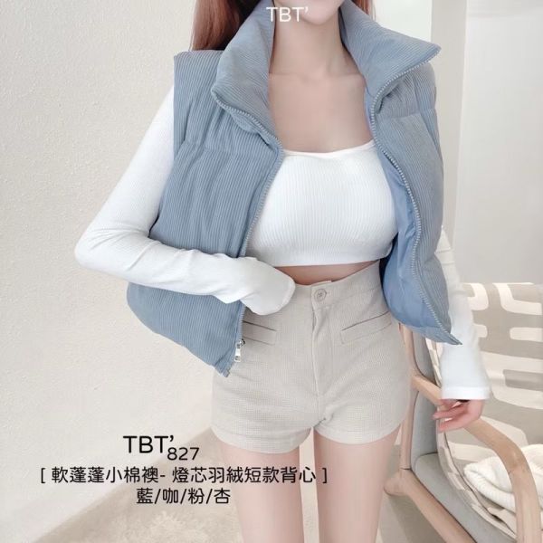#827（新增口袋款）熱銷包色6色 軟蓬蓬小棉襖 燈芯絨質感短款背心 背心外套、燈芯絨、鋪棉
