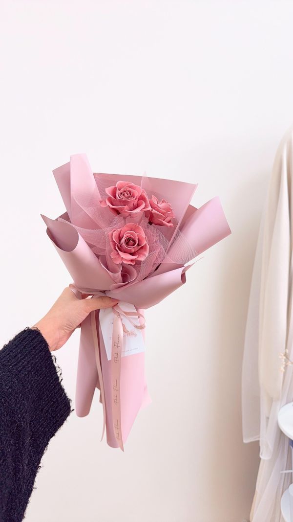 玫瑰網紗韓式包裝花束 
