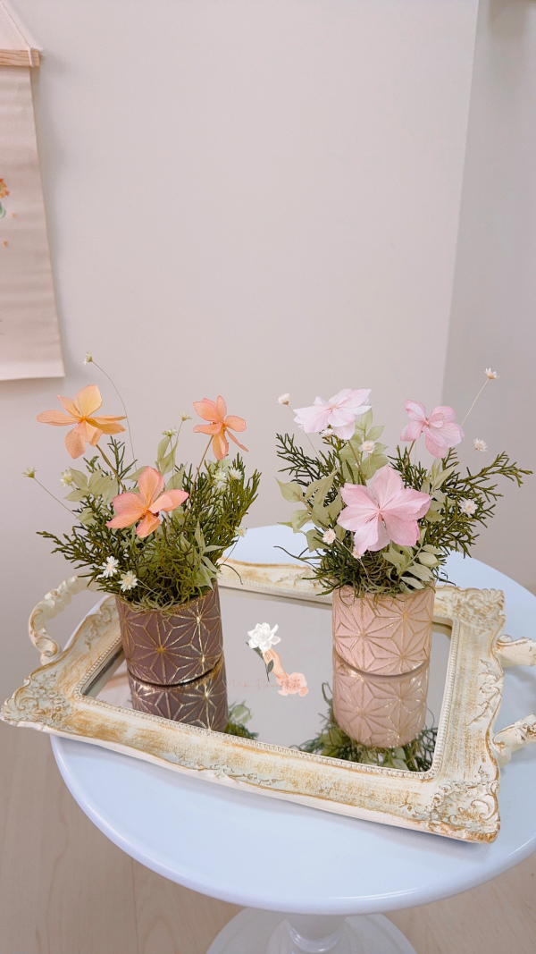 杜鵑紫陽花．日本花器小型桌花 乾燥花桌花,永生花桌花,韓系花藝,奶茶色花藝,奶茶色花禮,粉色花藝,奶茶色乾燥花,奶茶色永生花,居家擺飾,開幕花禮,桌花設計,花藝設計,花藝禮物
