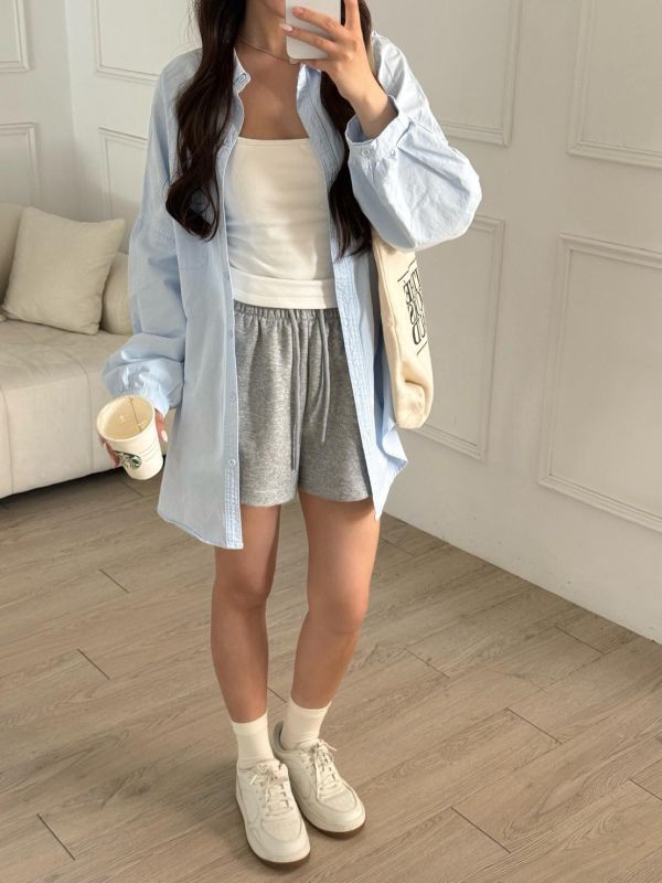 【現貨】鬆弛holiday 日常百搭顯瘦A字抽繩棉短褲 (3colors) #2611B 