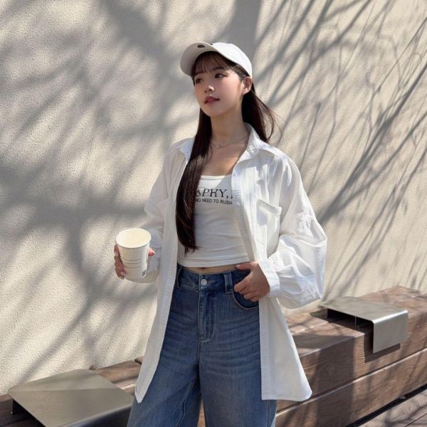 氣泡特調 閉眼包色不易皺oversize口袋造型襯衫 (3colors) #6621J 