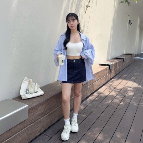 【現貨】丹寧日記 終於遇見好版型深藍刷色牛仔短裙 安全褲設計 (1colors) #Z12 