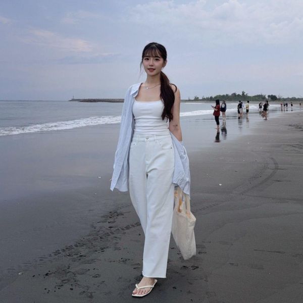 【貨在途中】半夏海鹽 輕盈透膚清爽條紋防曬襯衫 (1colors) #83006 