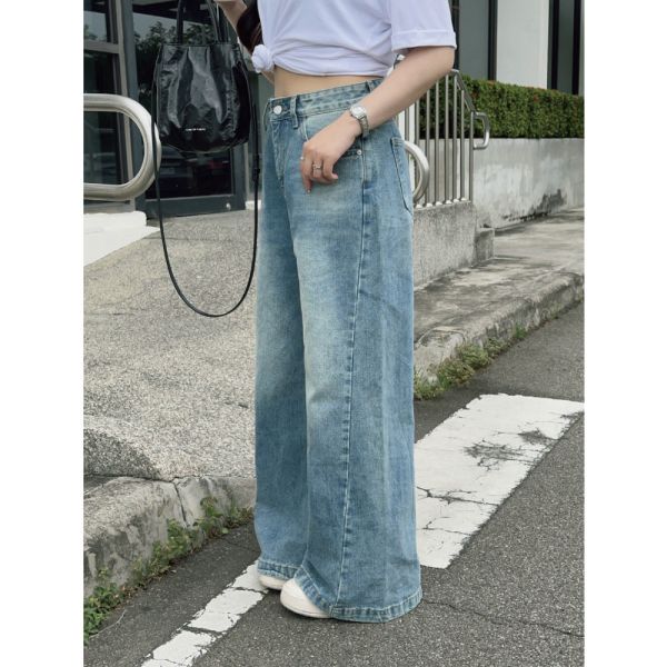 Seoul Walk 復古水洗垂感牛仔寬褲 (1colors) #R03 