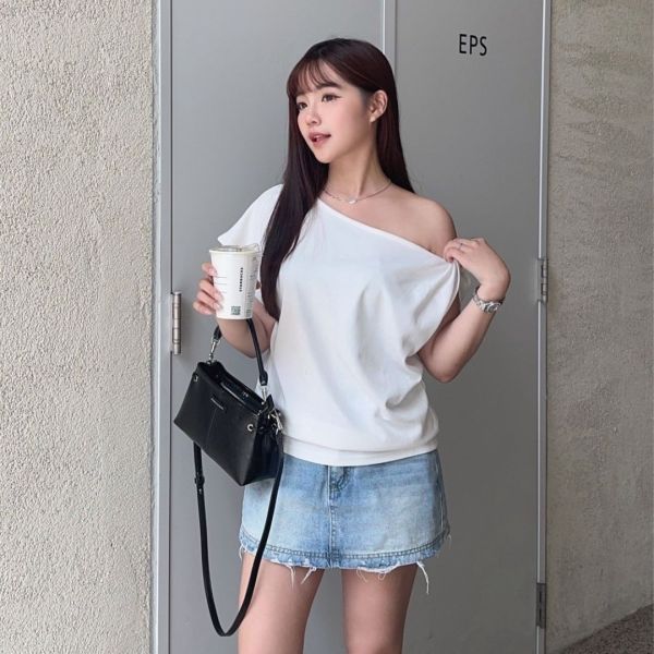 【現貨】半夏輕語 激推超顯瘦百搭扭結斜肩Tee (3colors) #X03 