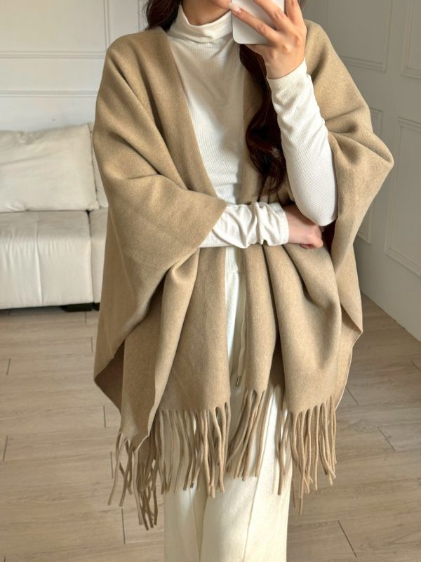 冬日來信 高級感氛圍百搭流蘇斗篷披肩 (3colors) #ZH09 