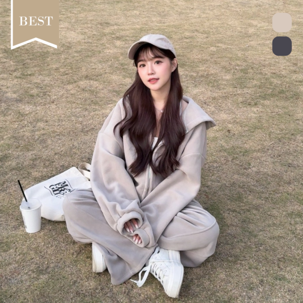 泰迪茸茸 舒服到不想脫下來的溫暖休閒套裝 (2colors) #ZE03 
