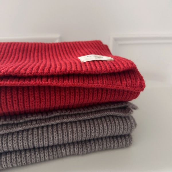 秋冬氛圍感拿捏住了 柔軟厚實針織小標圍巾 (2colors) #J06 